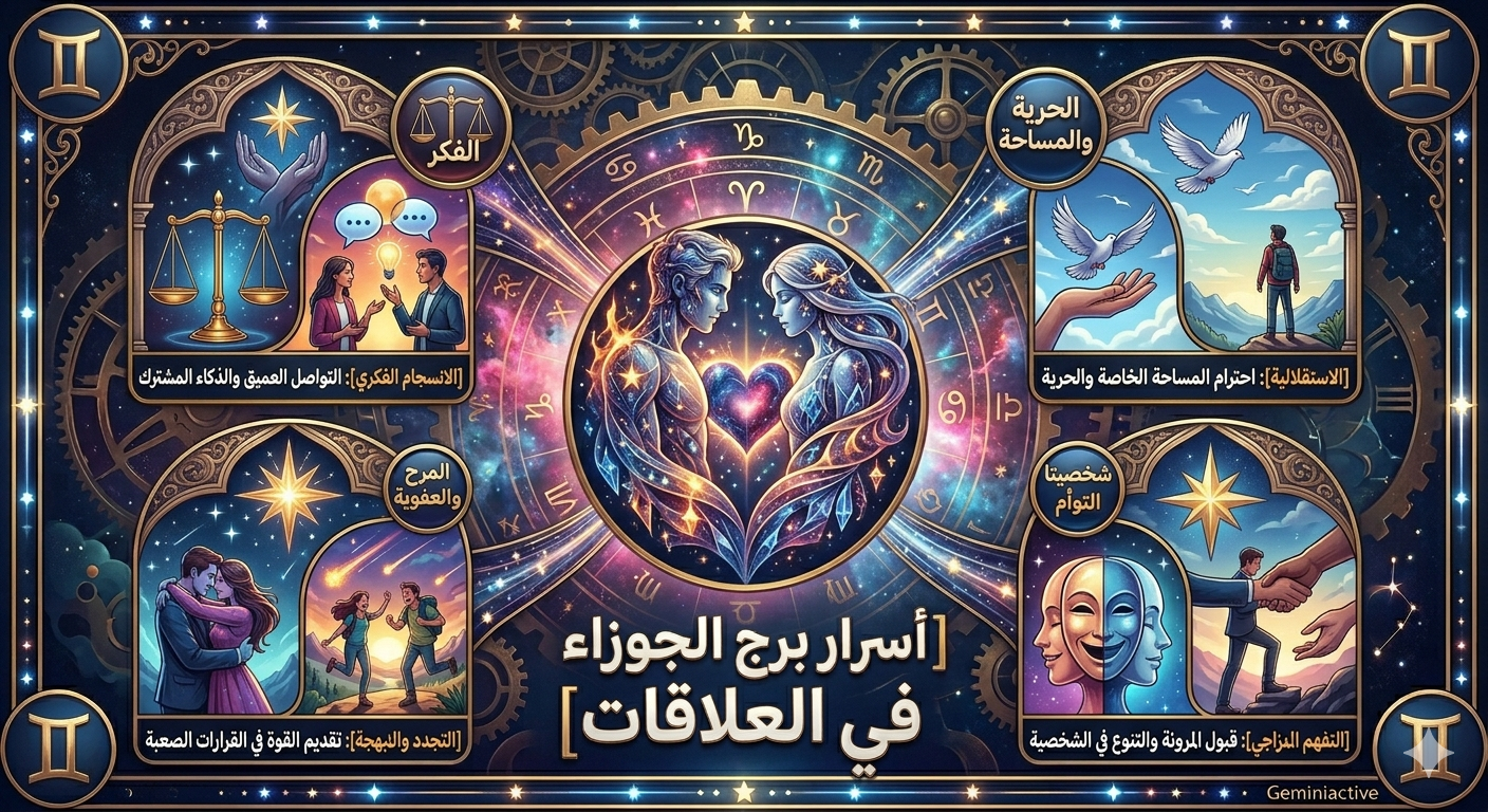 أسرار برج الجوزاء في العلاقات: خفايا مذهلة لا يخبرك بها التوأم الهوائي عن قلبه