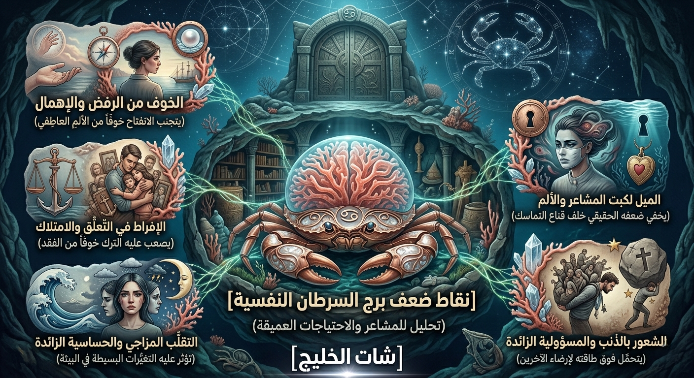 نقاط ضعف برج السرطان النفسية: كواليس القوقعة وماذا يحدث عندما ينهار 