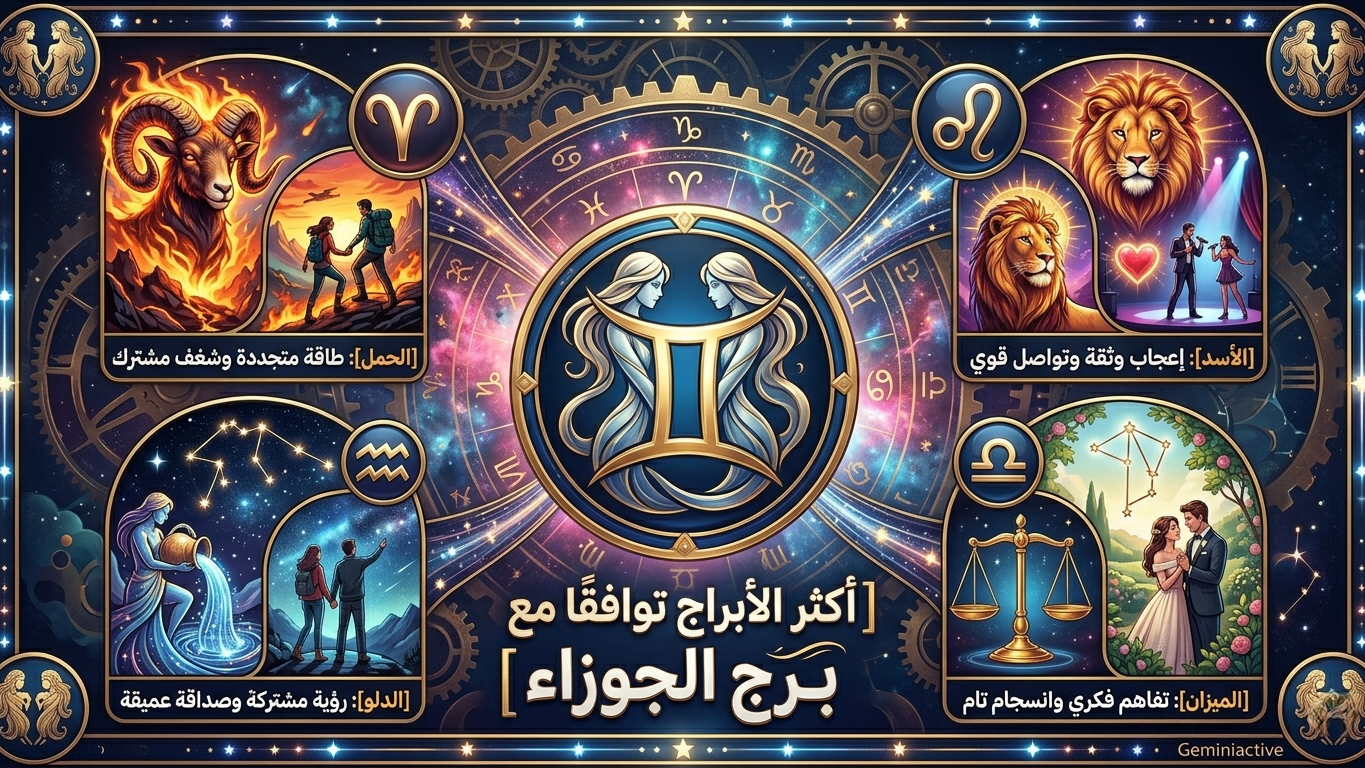أكثر الأبراج توافقًا مع برج الجوزاء: من هو الشريك المثالي الذي يمتلك مفتاح قلب التوأم الهوائي؟